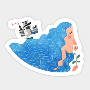 on the waves of love Sticker